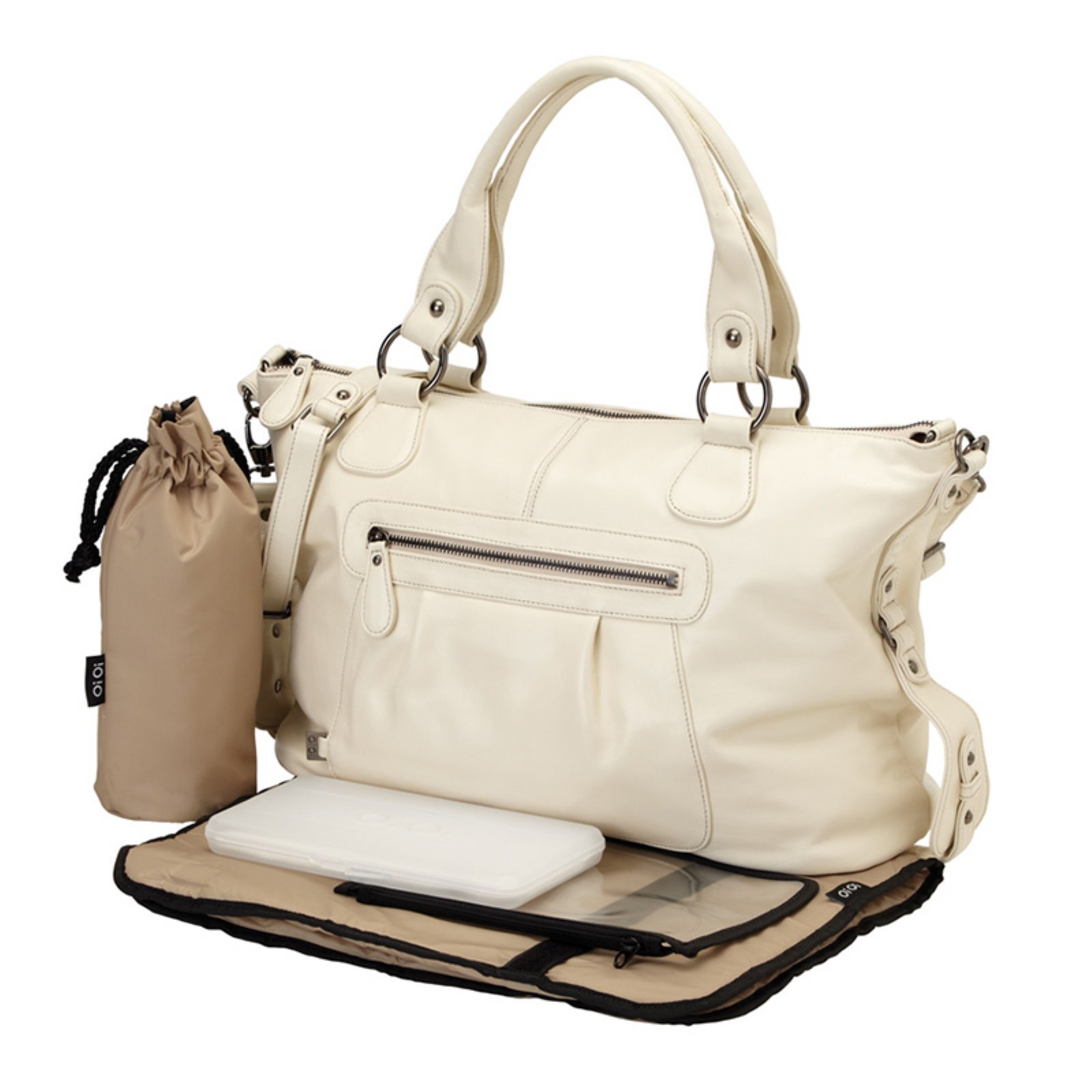 Stylish Slouch Tote Diaper Bag for Moms - Premium Ivory Color - Perfect for Baby Essentials, Travel & Everyday Use