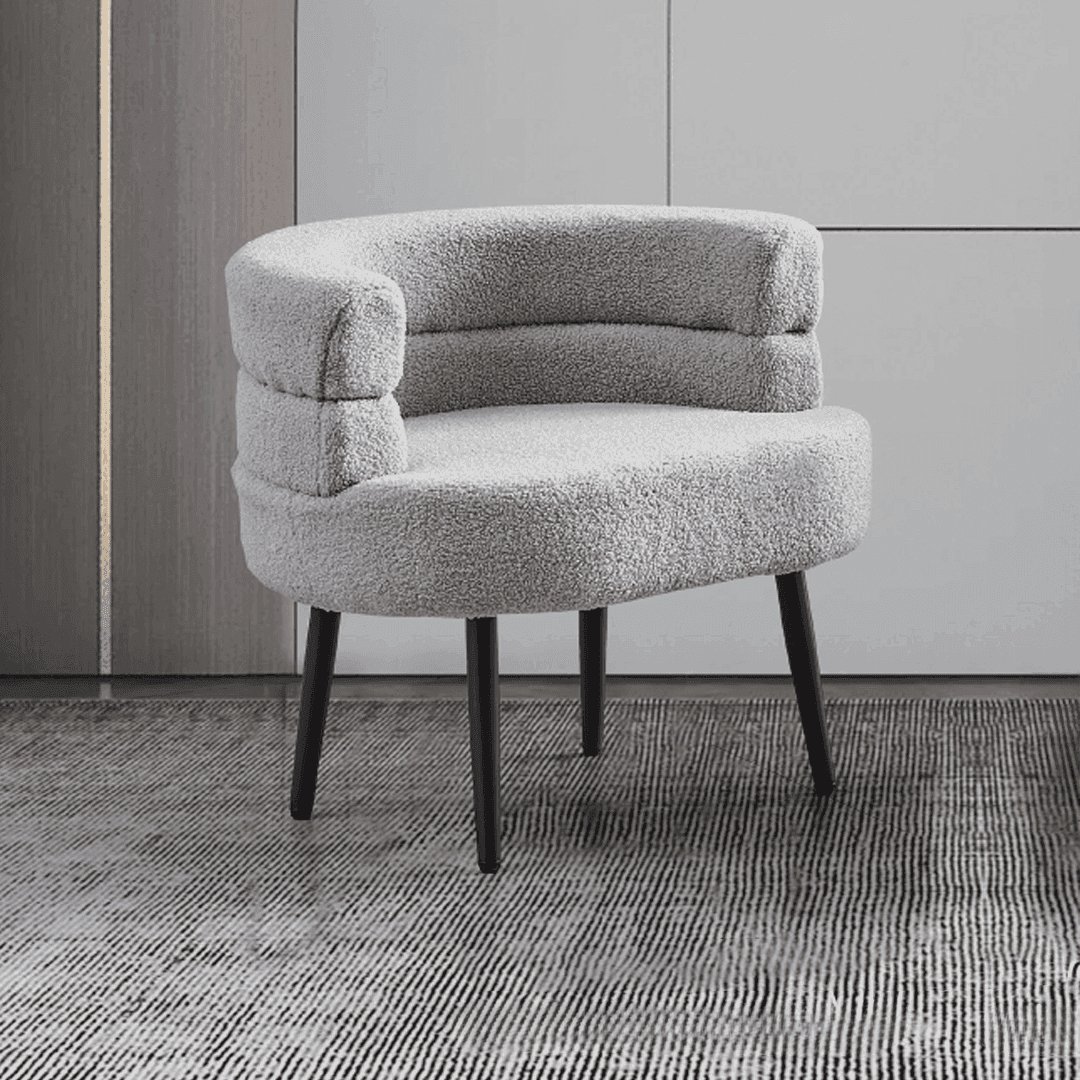 Muscida Grey Teddy Lounge Chair - Soft Plush Fabric, Comfortable Oversized Armchair for Living Room, Bedroom, or Nursery - Perfect for Relaxing, Reading, and Lounging