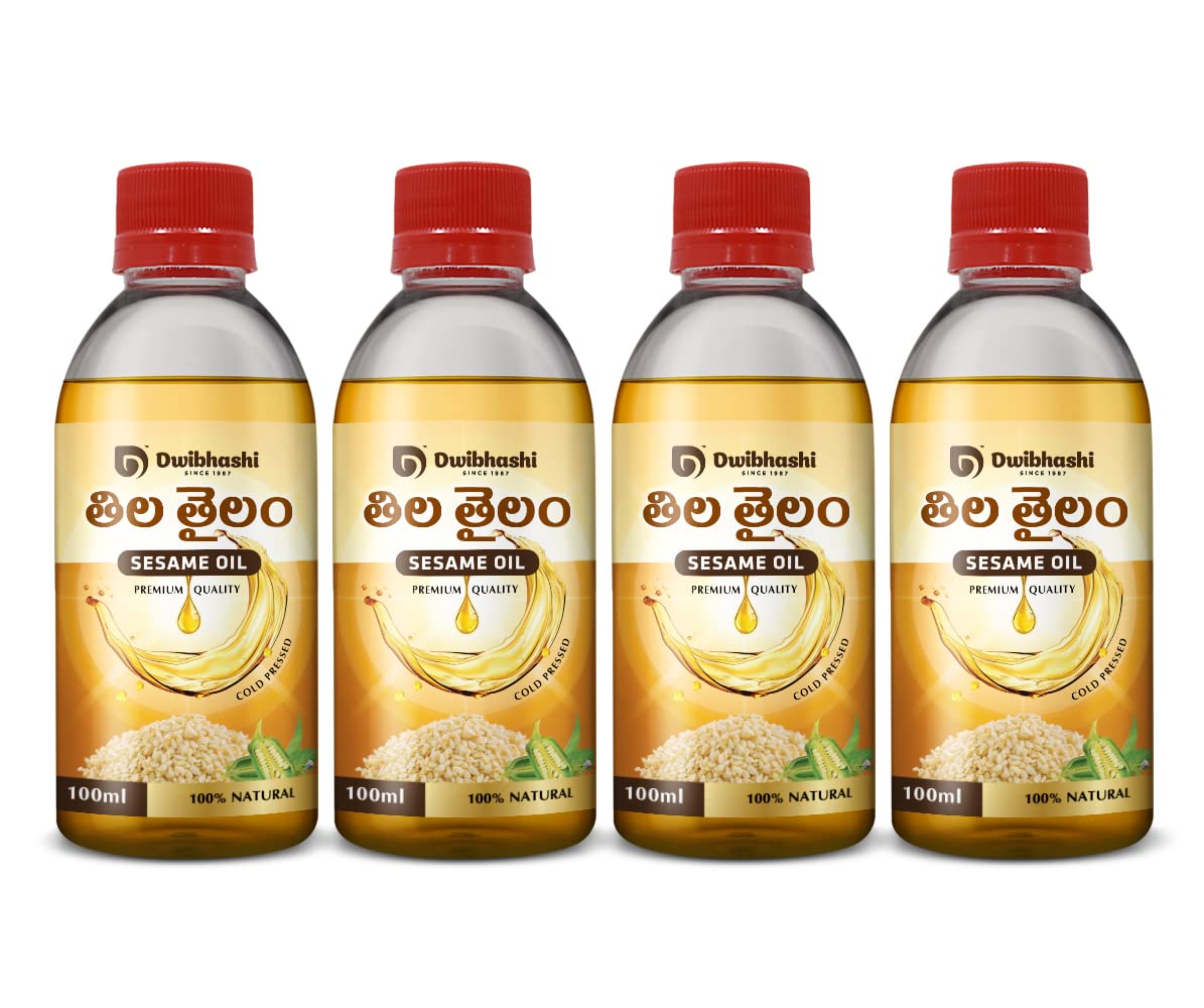 Premium Cold-Pressed Sesame Oil (Tila Tailam) - 400ml (Pack of 4) | Rich in Vitamin B & Antioxidants | Supports Heart Health & Blood Pressure Control | Ideal for Cooking, Ayurvedic Massage & Skin Care