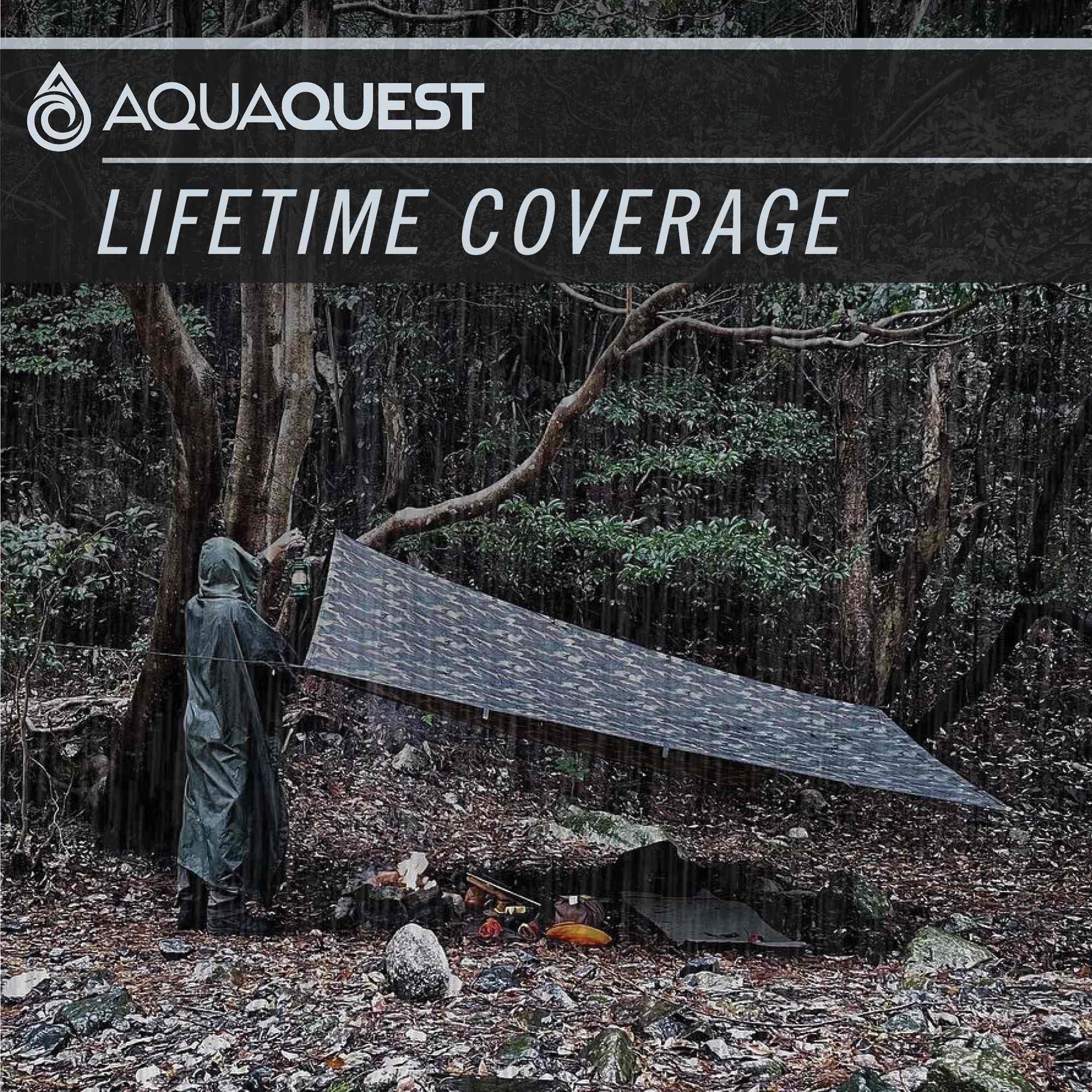 AquaQuest Defender Heavy Duty Waterproof Camping Tarp - 10x10 ft Tent Shelter & Rain Fly for Hiking, Bushcraft, Hammock - Boulder Camo Outdoor Gear for Camping, Backpacking & Survival
