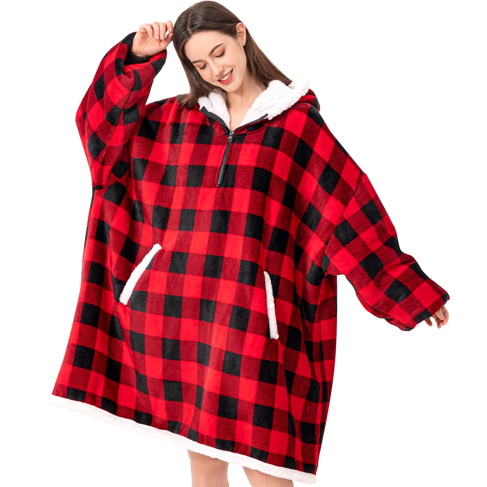 Sunolga Women's Wearable Blanket Hoodie - Oversized Soft Fleece Sweatshirt with Hood & Pockets | Cozy Warm Blanket for Lounge, Travel & Outdoor Activities