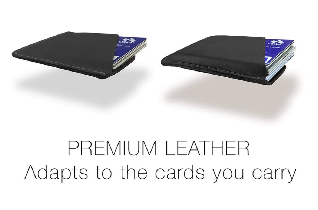 Slim Leather Minimalist Card Holder Wallet for Men & Women - RFID Blocking Thin Credit Card Case, Small Business Card Organizer - Front Pocket Wallet for Everyday Carry & Travel (Black, Magnum)
