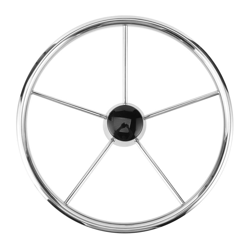 Acouto 15.5 Inch 5-Spoke Marine Steering Wheel - 10° Tilt Stainless Steel Boat Accessories for Yachts & Fishing Boats | Perfect for Smooth Navigation & Water Sports