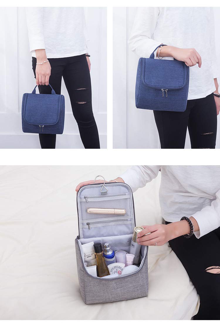 Waterproof Hanging Toiletry Bag for Travel - Portable Cosmetic Organizer with Multiple Pockets for Makeup, Shampoo, Toiletries - Perfect for Business Trips, Camping & Gym (Black)