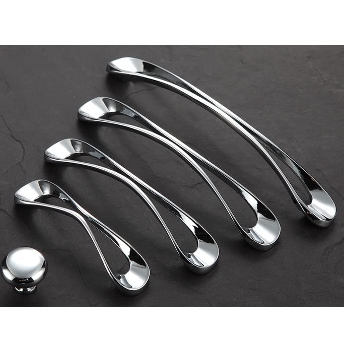 Black & Bright Silver Cabinet & Drawer Handles - Durable Door & Closet Pulls for Kitchen, Bathroom & Furniture (Set of 10) - Easy Installation & Modern Upgrade for Home Decor