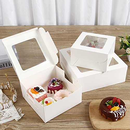 15-Piece White Paper Bakery Cake Box Set with 15 Round Cake Boards - 12 Inch Pastry Boxes for Cakes, Cookies, Pies & Cupcakes | Perfect for Bakeries, Dessert Shops & Party Catering