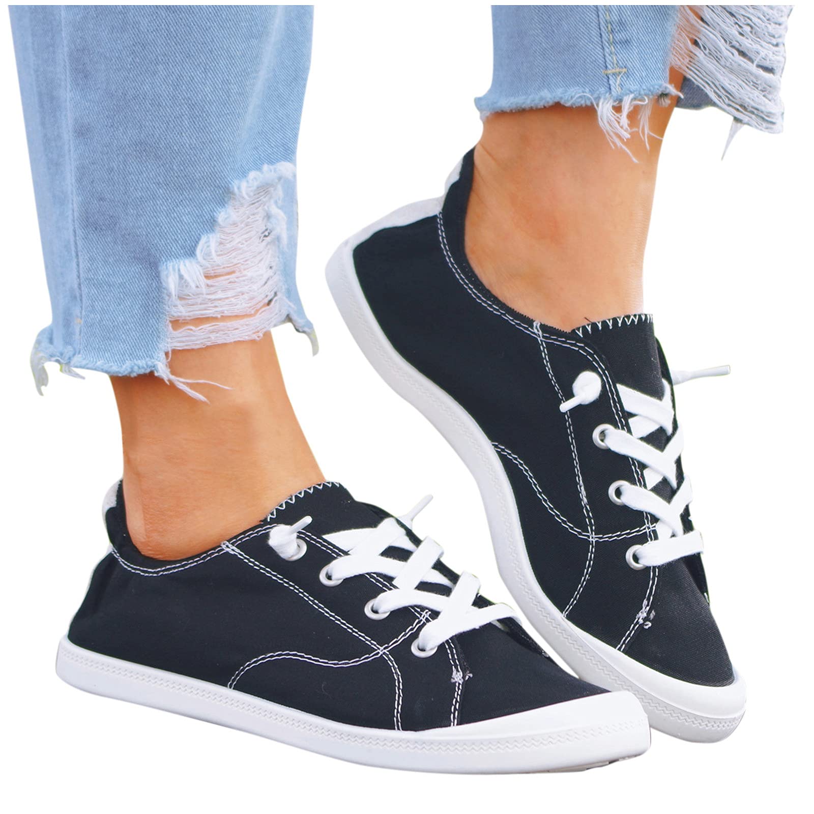 HIRIRI Women's Casual Sneakers - Lightweight Mesh Slip-On Running Shoes with Lace-Up Design, Platform Tennis Walking Canvas Shoes for Women | Perfect for Gym, Workout, Travel & Daily Wear
