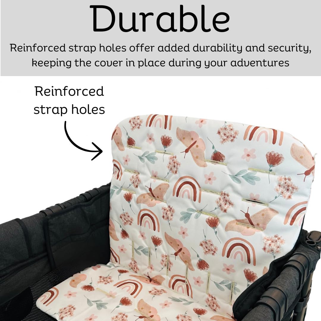 Boho Rainbow Wagon Stroller Seat Covers - 4 Seater Padded Liner for Comfort & Mess Protection | Perfect for Beach Trips, Park Outings & Family Adventures