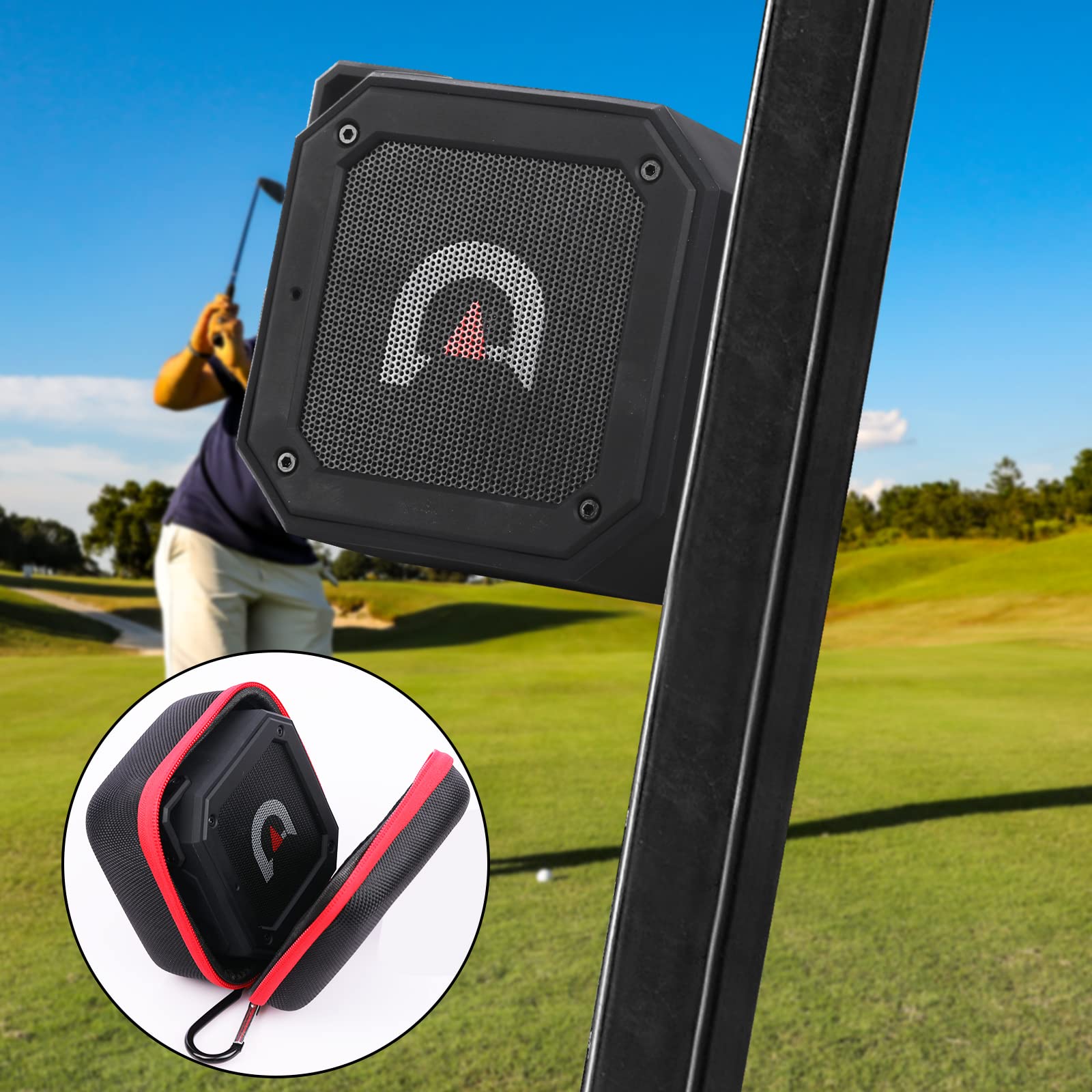 Portable Magnetic Bluetooth Speaker for Golf Carts - 20H Playtime, IPX7 Waterproof, Loud Stereo Sound with Bass Boost, TWS & SD Card Support - Perfect Golf Accessories & Gifts (Includes Storage Case) - Ideal for Outdoor Sports, Beach Parties & Golf Course Entertainment