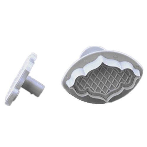 Diamond Plaque Nameplate Molds - Concave Convex Cake Plunger, Biscuit & Sugarcraft Cookie Cutter Set for Embossing | Perfect for Wedding Cakes, DIY Cookies & Baking Decorations
