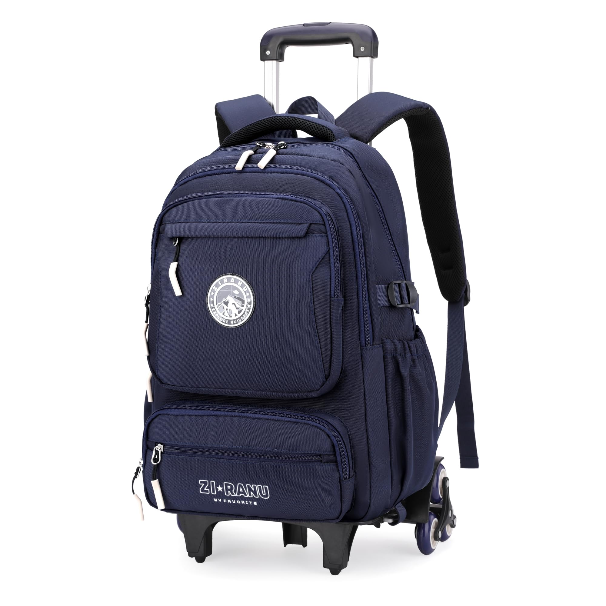 6-Wheel Rolling Backpack for Boys - Durable School Backpack with Wheels for Teenagers & Kids, Dark Blue - Perfect for School, Travel & Daily Commute