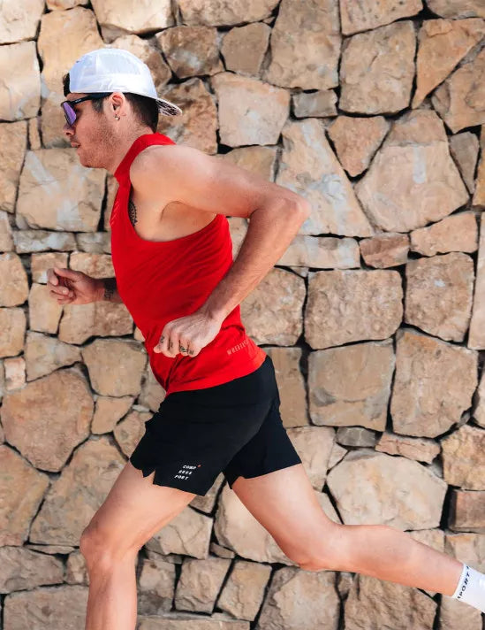 Compressport Men's Pro Racing Singlet - Lightweight Breathable Running Top for Marathon & Triathlon - Samba Red - Ideal for Training, Racing & Outdoor Sports