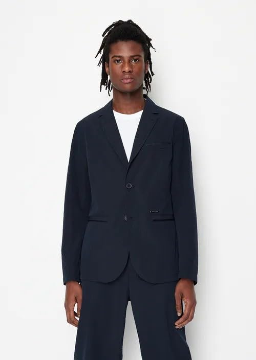 Armani Exchange Men's Nylon Seersucker Blazer Jacket - Lightweight Summer Sport Coat for Business Casual & Weddings