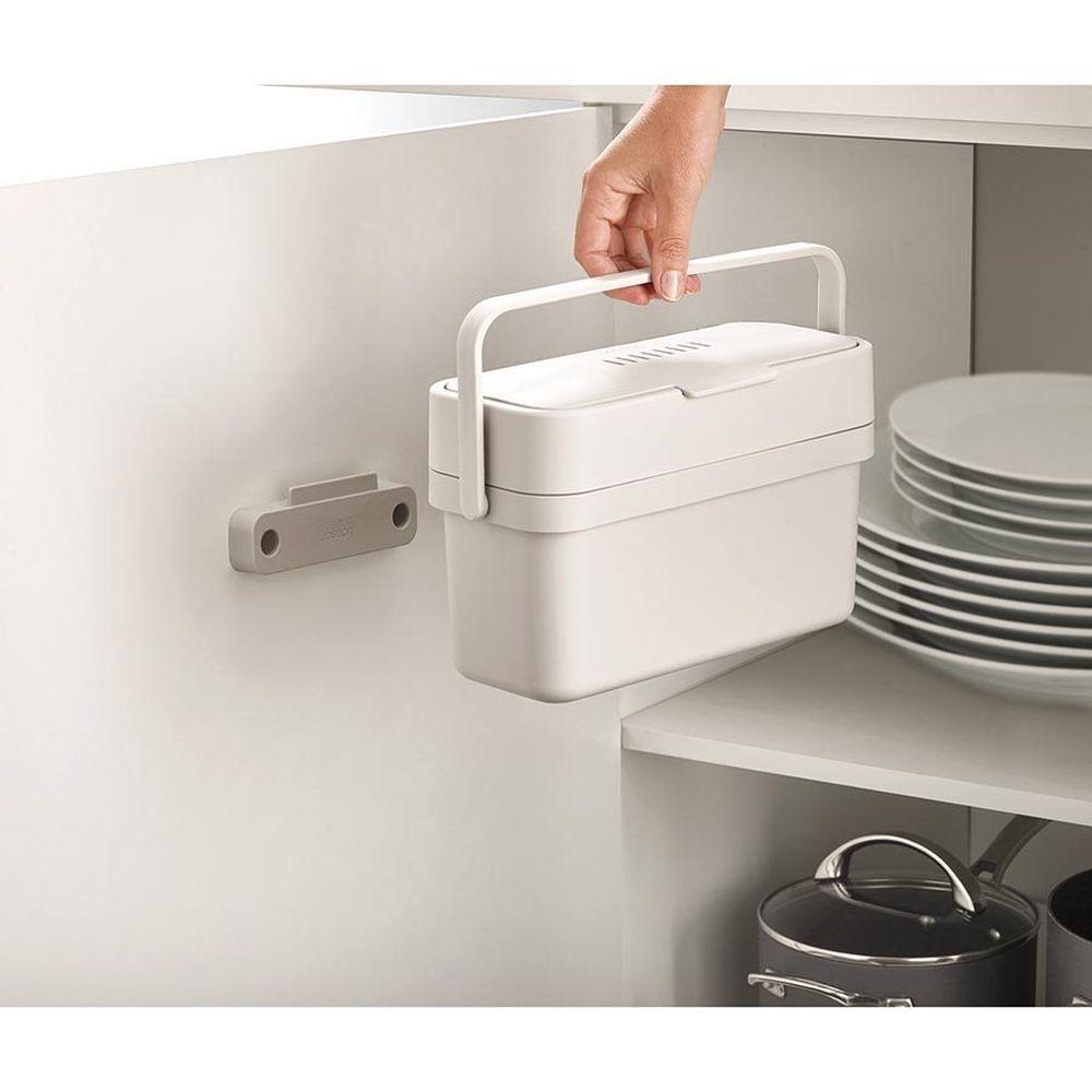 Joseph Joseph Compo Kitchen Compost Bin - 1.3 Gallon White Countertop Compost Pail for Organic Waste - Perfect for Eco-Friendly Homes, Small Kitchens & Sustainable Living