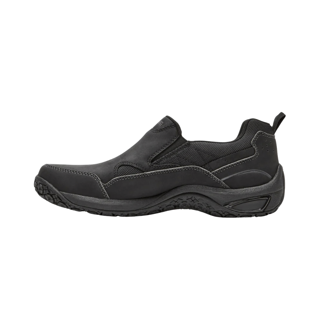 Men's Cloud Plus Waterproof Slip On Shoes - Black Leather Casual Loafers (D Width) | Comfortable & Lightweight for Walking, Travel & Everyday Wear