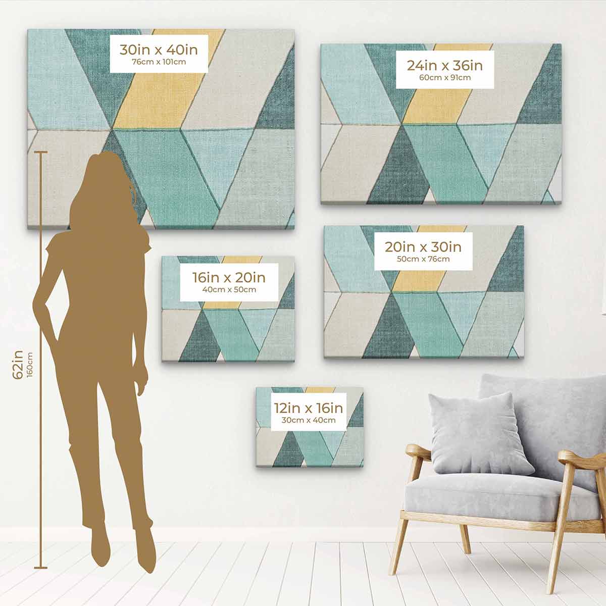 Green Abstract Wall Art Canvas Painting - Modern Home Decor for Living Room, Bedroom & Office | 8494