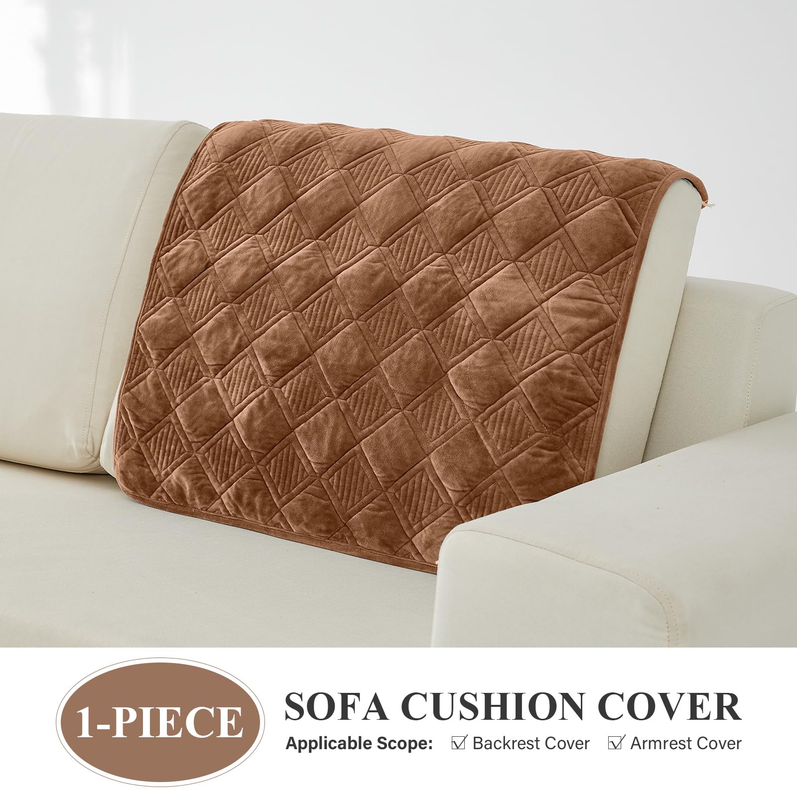 Deep Dream Sofa Cover Set - Anti-Slip Couch Cover, Armrest & Backrest Protector for Sectional, L-Shaped & Loveseat Couches (36x36 Inch, Light Coffee) - Pet-Friendly Furniture Protection for Dogs & Cats - Perfect for Living Room, Family Room & Home Theater Seating