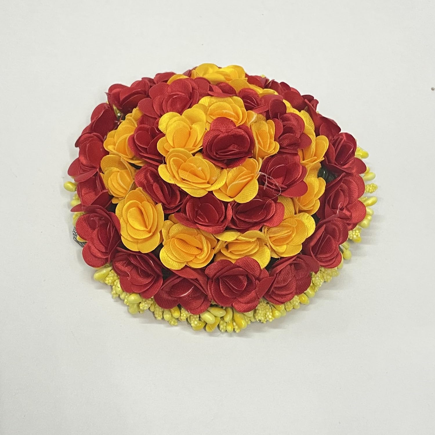 Maahal Bridal Bun Juda Maker Flower Gajra Hair Accessories for Women & Girls - Yellow (Pack of 1) | Wedding Hairstyles, Indian Bridal Jewelry, Party Hair Decorations
