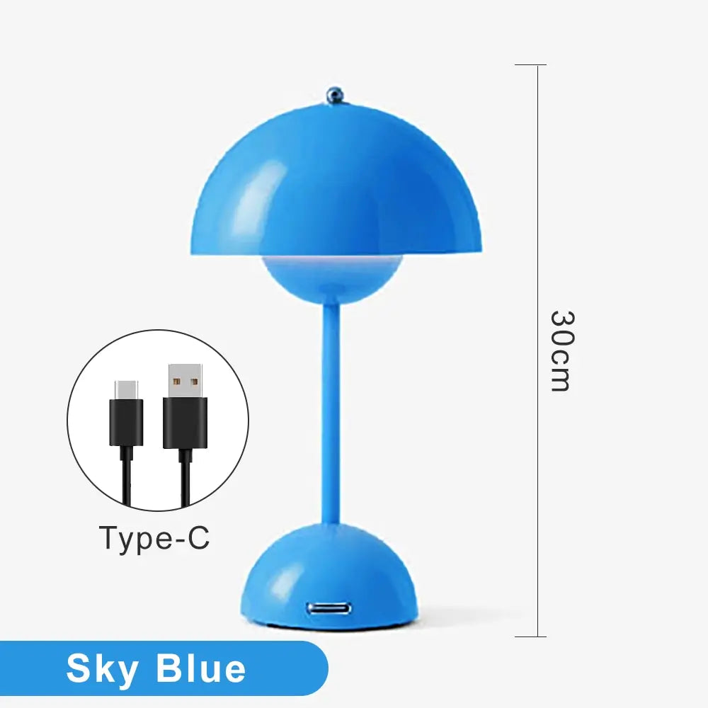 Rechargeable Mushroom LED Table Lamp - Portable Night Light for Bedroom, Nursery, Kids Room & Office Desk - Soft Warm White Light for Reading & Relaxation