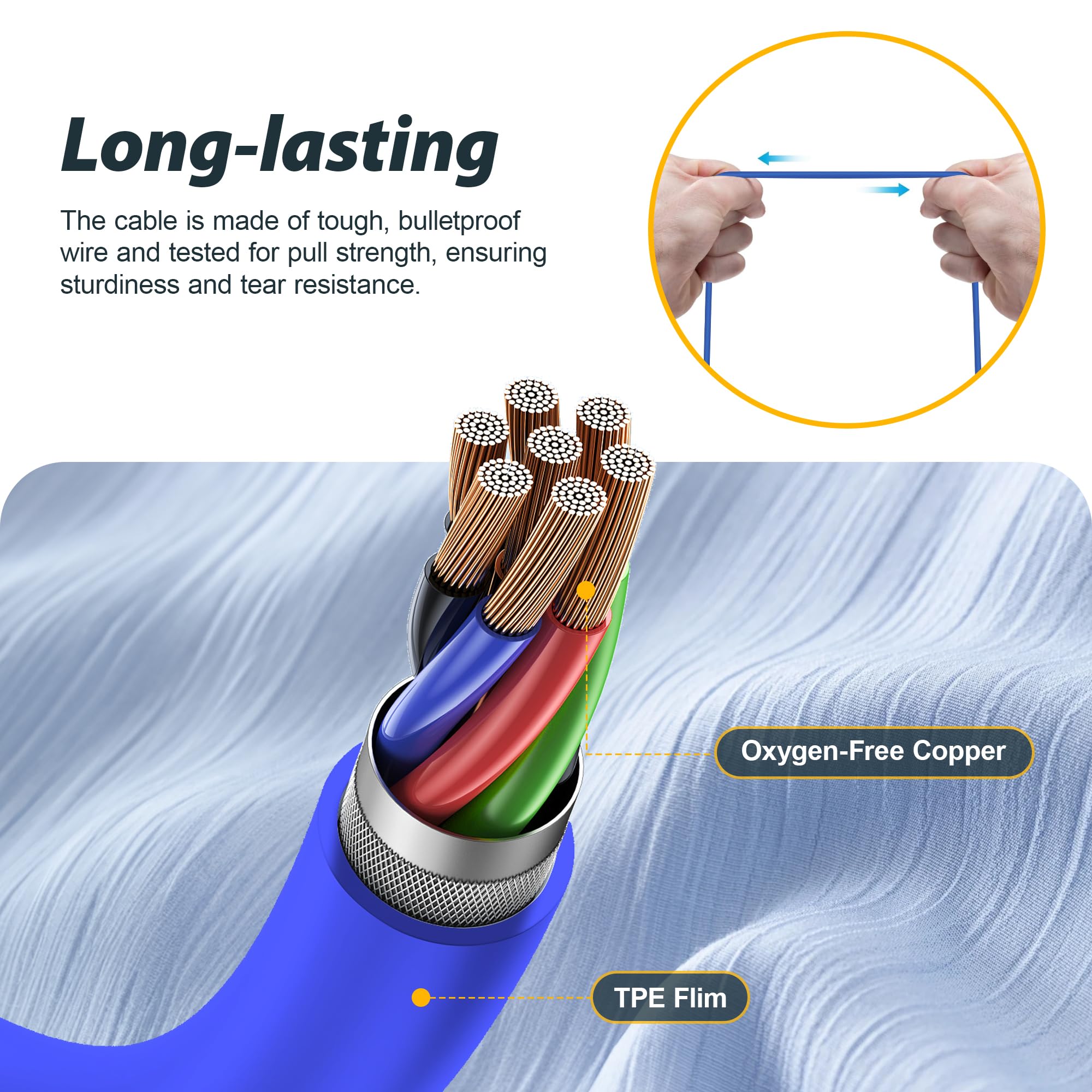 MIPEACE 2 Pack Replacement Earbud Cables for Bluetooth Headphones - Blue & Yellow - Durable Audio Cord for Work, Gym, Travel & Daily Use