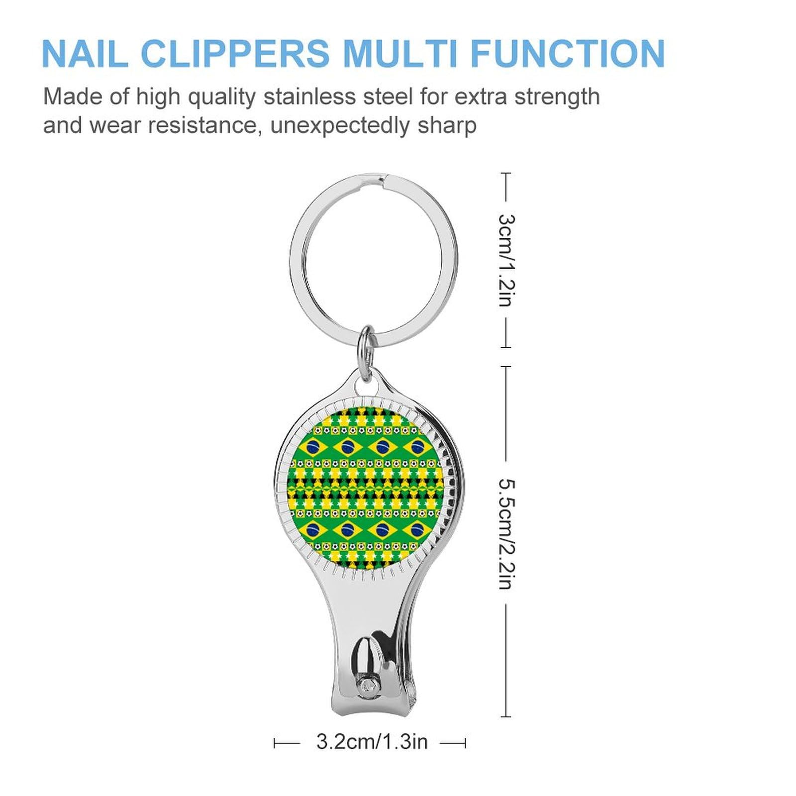 Brazilian Flag Soccer Nail Clipper - Portable Metal Nail Cutter with Nail File for Men & Women - Perfect for Travel, Sports Fans & Soccer Enthusiasts