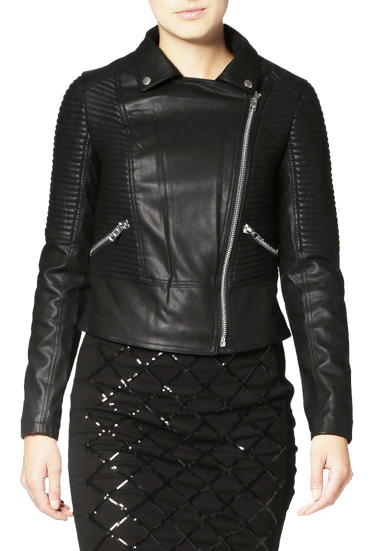 Women's Real Leather Motorcycle Jacket - Stylish Quilted Bomber Biker Jacket for Women (Black) | Perfect for Riding, Casual Outfits & Night Out