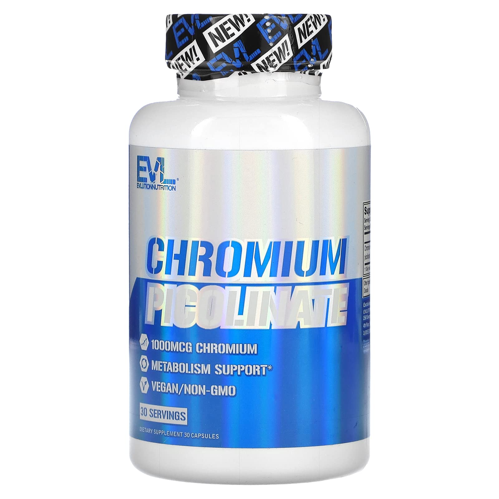 EVLution Nutrition Chromium Picolinate Supplement - 30 Capsules for Blood Sugar Support & Metabolism Boost | Supports Weight Management & Healthy Glucose Levels
