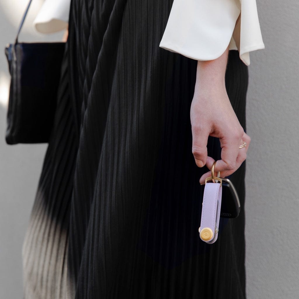 Orbitkey Leather Key Organizer - Premium Lilac Saffiano Leather Key Holder for Men & Women | Compact Keychain Wallet for Home, Office & Travel Accessories