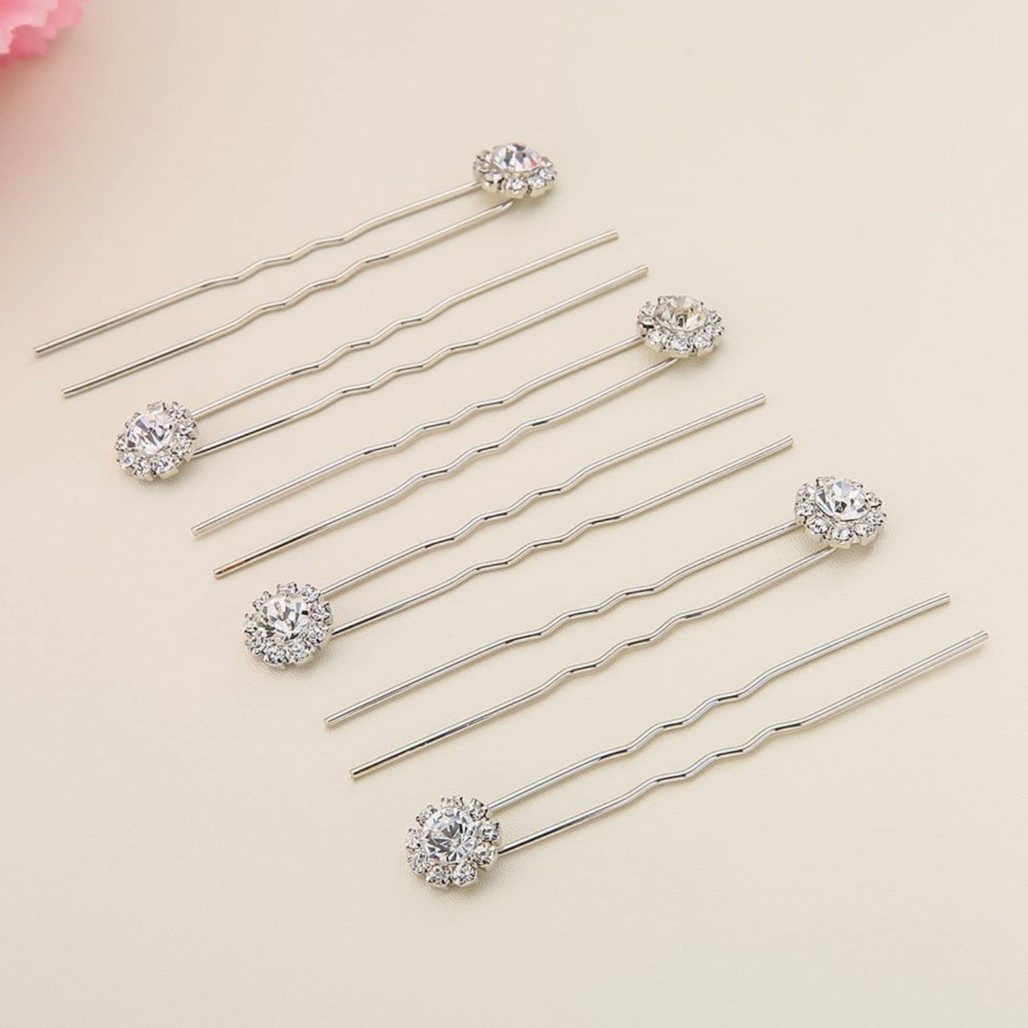 Crystal Bridal Hair Pins Set of 12 - Rhinestone Wedding Hair Accessories for Brides & Bridesmaids - Perfect for Weddings, Prom, and Formal Events