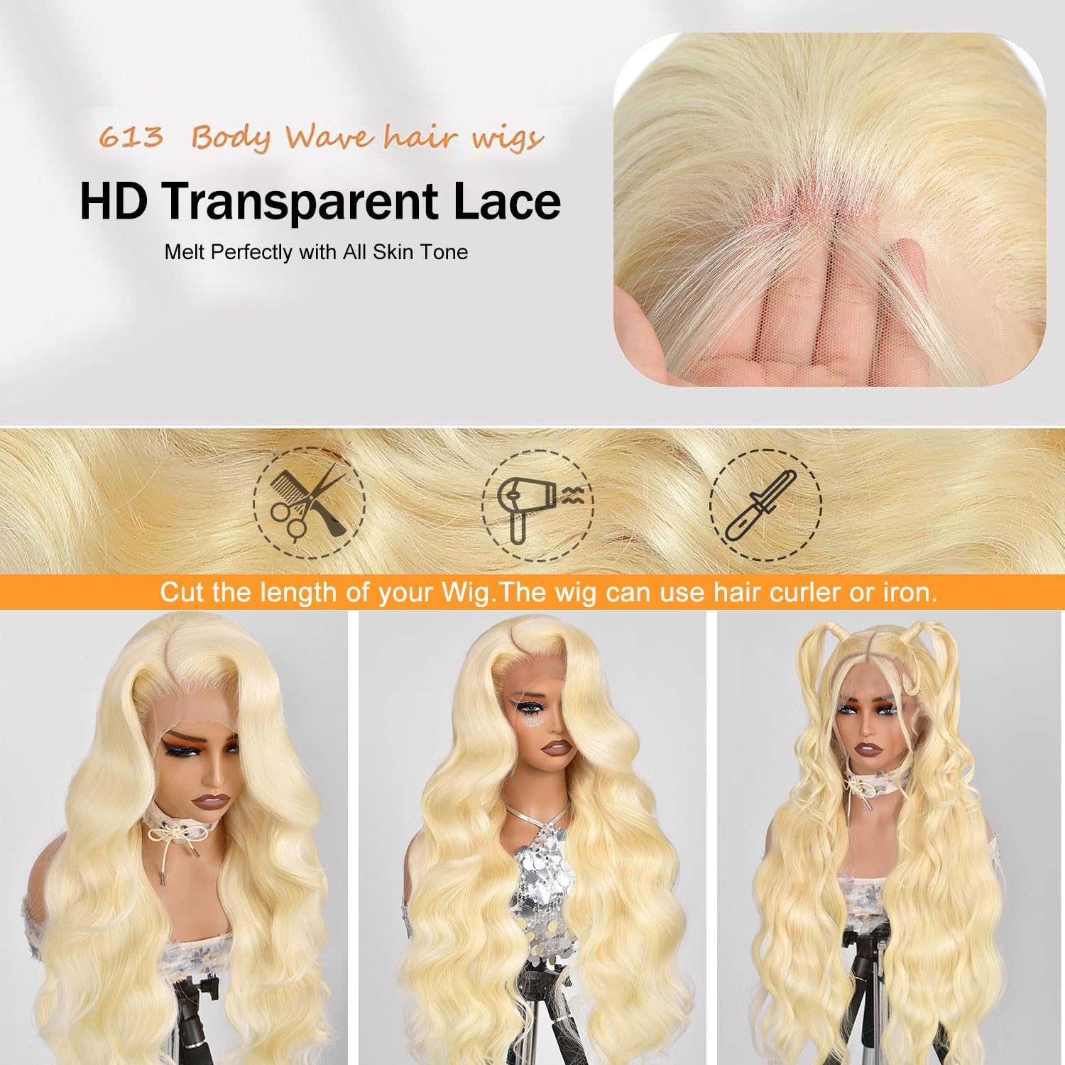 13x6 HD Lace Front Human Hair Wig - 180% Density Body Wave Blonde 30 Inch Pre-Plucked | Natural Look for Daily Wear, Parties & Special Occasions