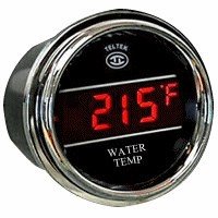 Kenworth 2005 & Older Water Temperature Gauge - Chrome Bezel with Red LED Display | Heavy Duty Truck Engine Monitoring System