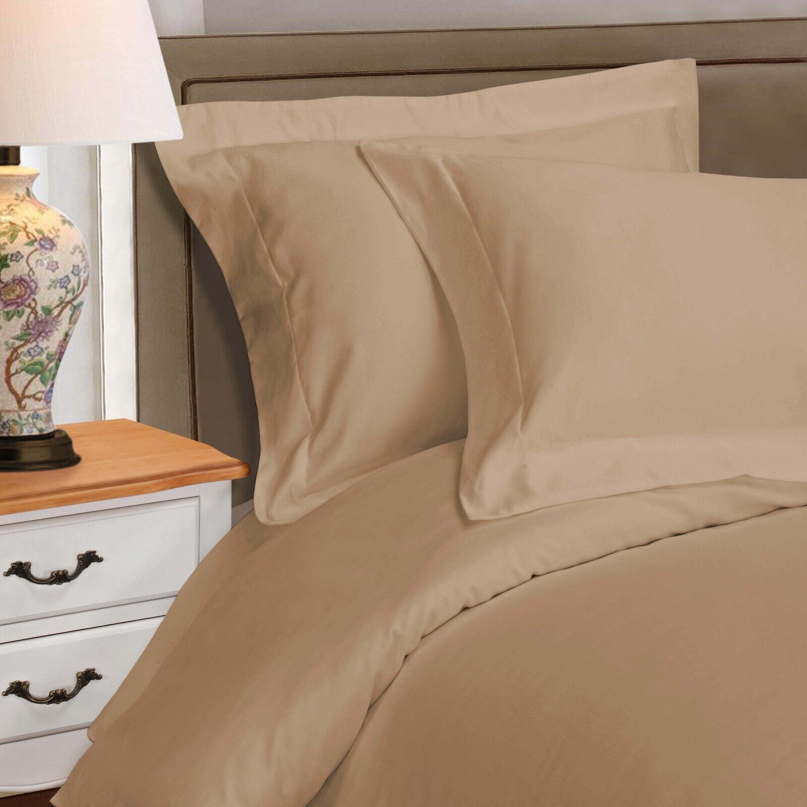 1000 Thread Count Egyptian Cotton Solid Duvet Cover Set - Luxury Bedding for Master Bedroom & Guest Room - Soft Breathable Duvet Cover for All Seasons
