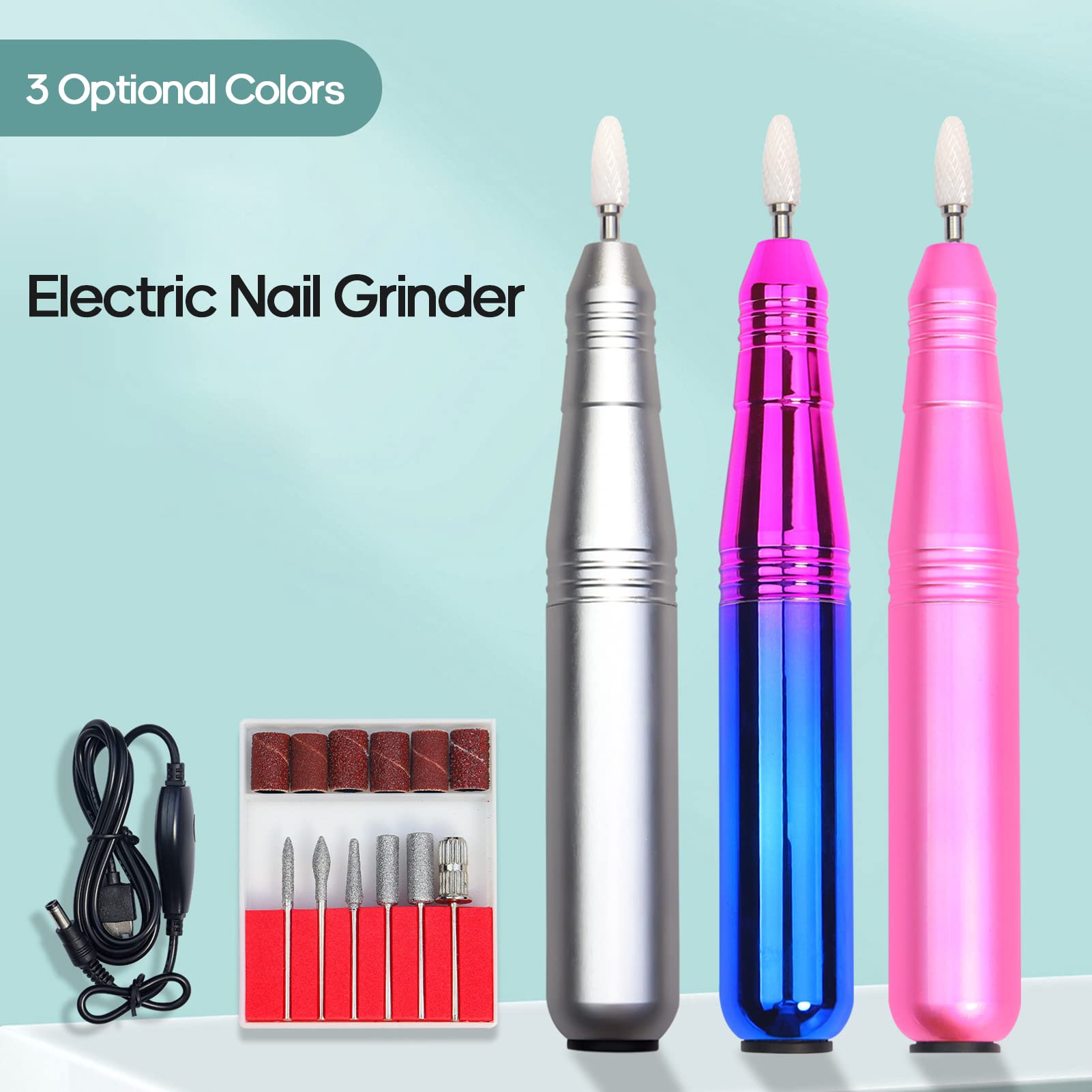 Electric Nail Drill Pen - Portable USB Rechargeable Manicure Tool for Nail Polish Removal, Acrylic Nails & Cuticle Care | Perfect for Home & Salon Nail Art, Gel Polish Removal & Professional Nail Care