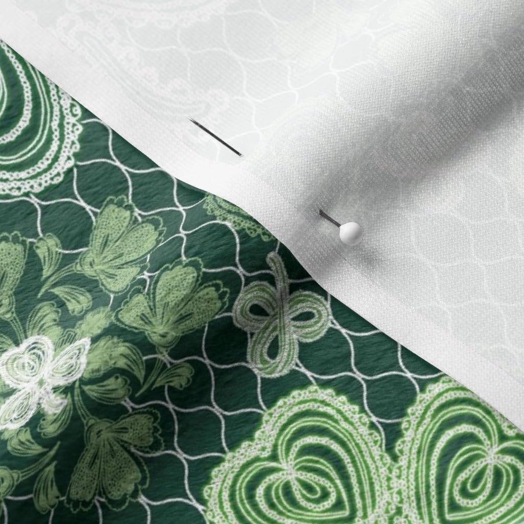 Irish Lace Dark Green Clover Hearts Shamrocks Printed Minky Fabric - Fat Quarter for Sewing Baby Blankets, Quilt Backing & DIY Plush Projects - Soft & Cozy Nursery Decor, St. Patrick's Day Crafts