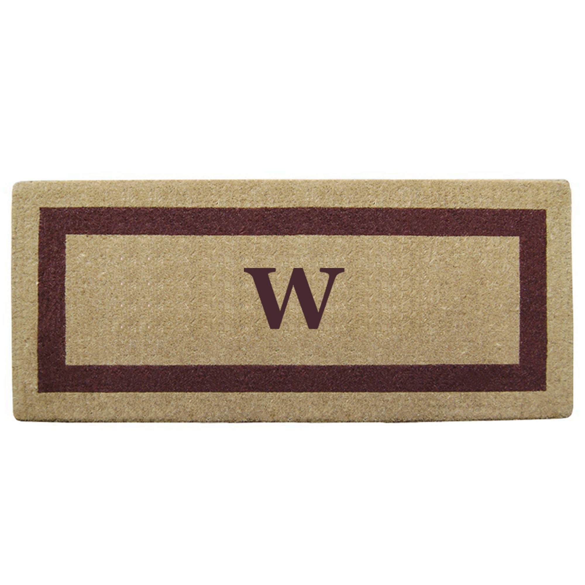 Premium Heavy Duty Coir Doormat - Personalized Monogram W, Single Picture Frame Design, Natural Coconut Fiber Welcome Mat, Durable Handcrafted Outdoor Rug, Eco-Friendly Brown 24