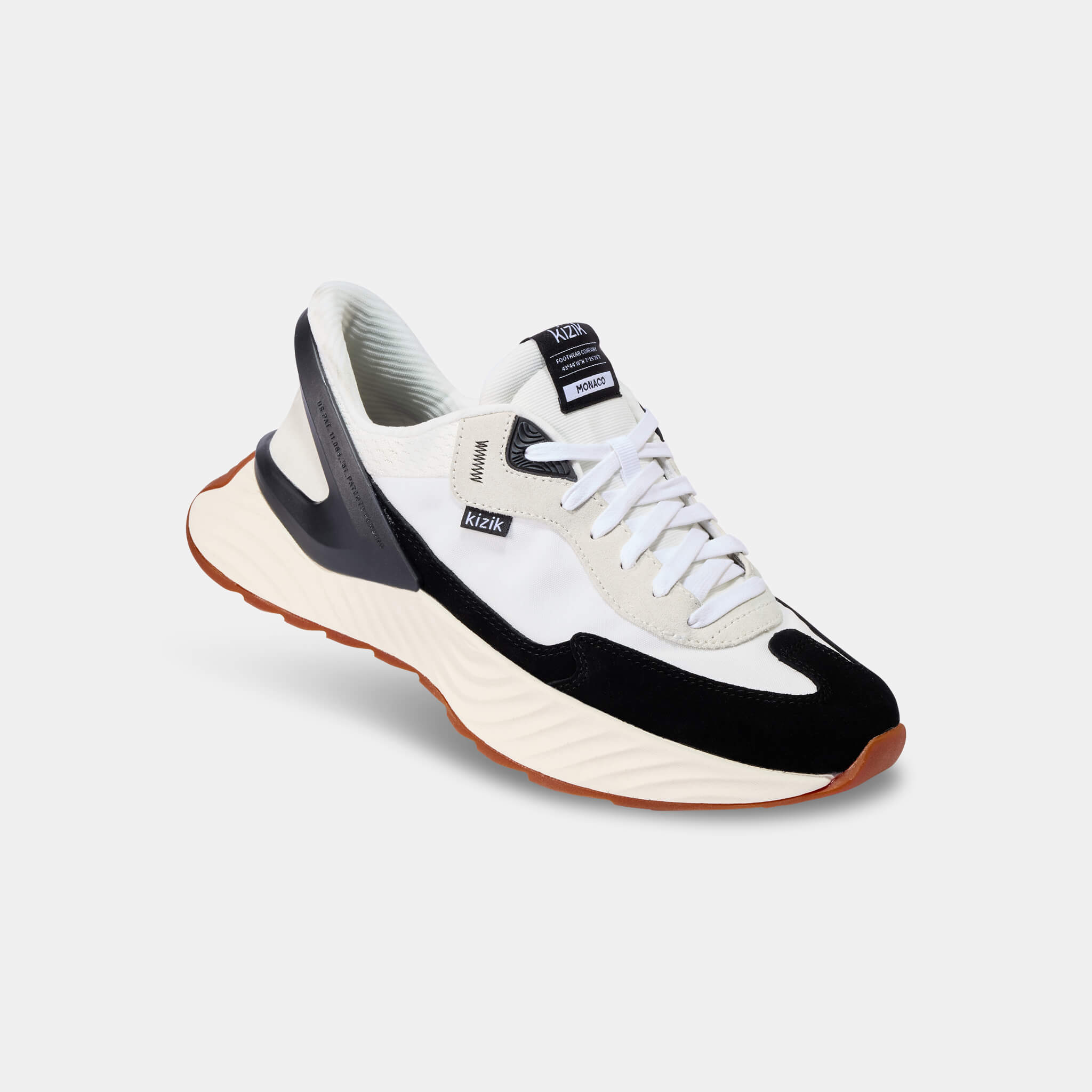 Men's Monaco Sneakers - White & Black Casual Shoes for Running, Walking & Gym Workouts