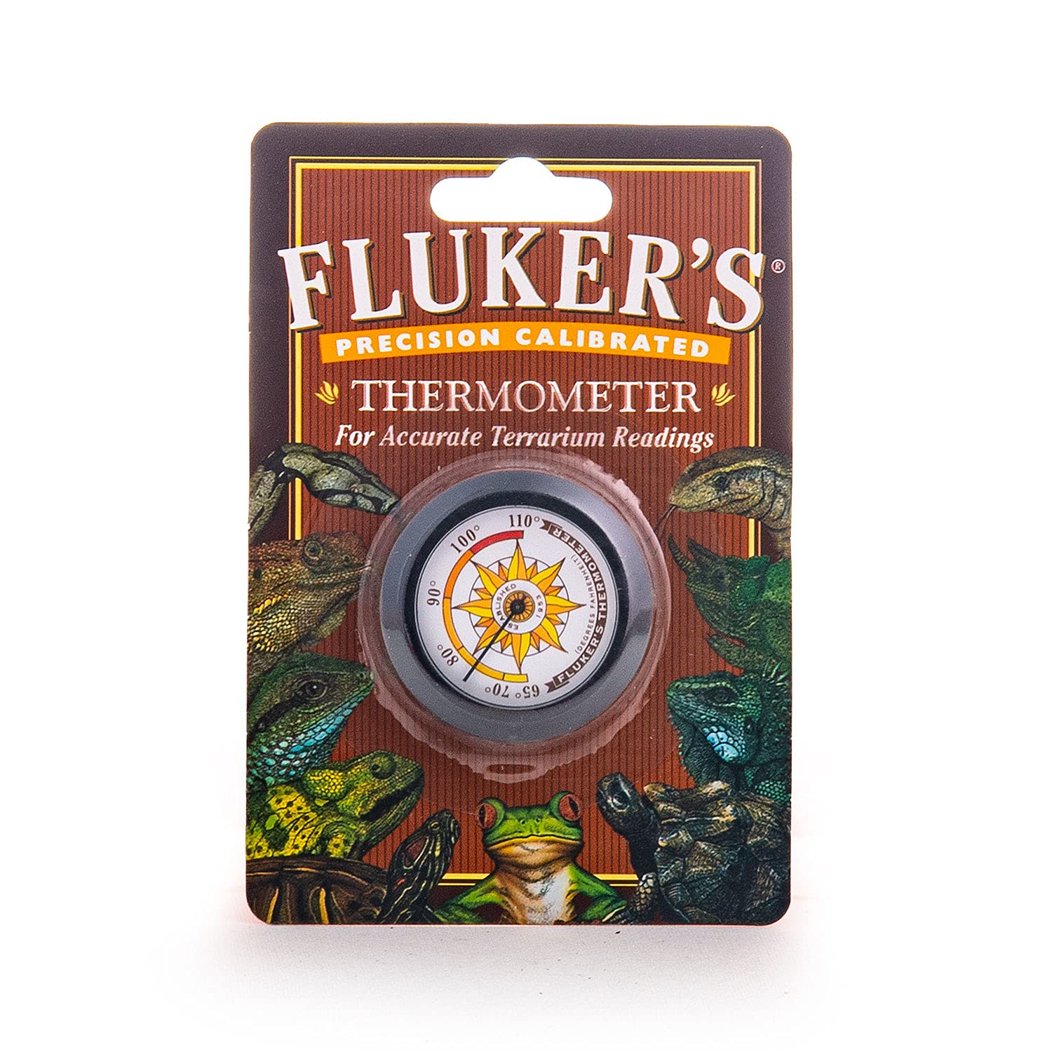 Fluker's Round Reptile Thermometer for Terrariums - Accurate Temperature Gauge for Reptiles, Amphibians & Small Pets - Ideal for Monitoring Habitat Conditions in Glass Tanks & Plastic Enclosures