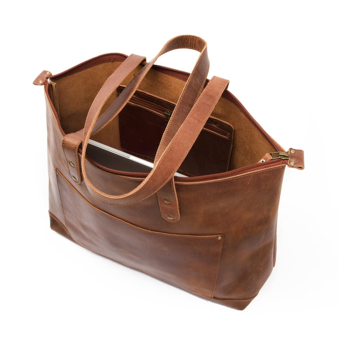 Premium Genuine Full Grain Leather Shoulder Tote Bag for Women - Stylish & Durable Handbag for Work, Travel & Everyday Use