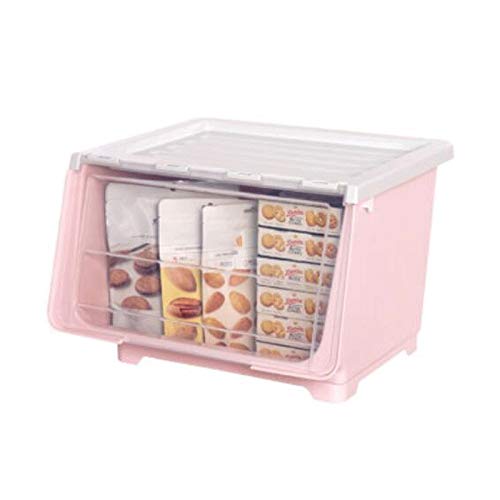 WOCOYO Plastic Storage Box with Front Flip Lid - 43 x 33 x 30.2cm Organizer for Toys, Clothes, Snacks & Bathroom Supplies | Perfect for Home, Kids Room & Closet Organization