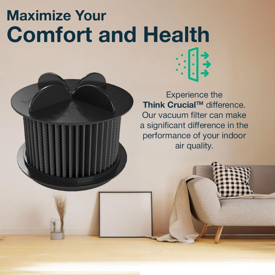 Think Crucial Round Washable Replacement Vacuum Filter - Compatible with Bissell Models 2031183, 2031085ES, 203108532065, 32064 & 32065 - Includes Vacuum Filter + Cleaning Kit - Perfect for Pet Hair, Allergies & Deep Cleaning Carpets