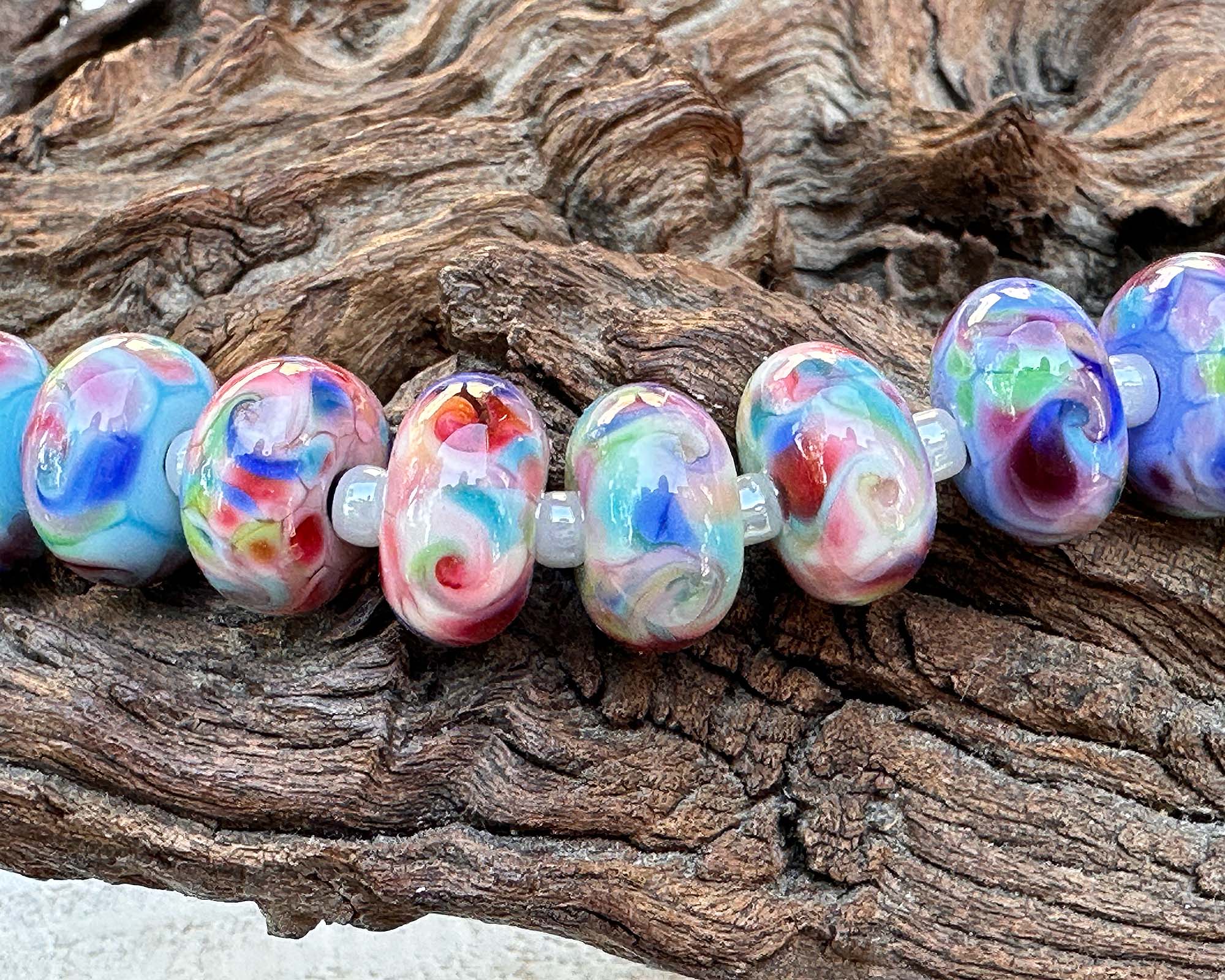 12-Piece Garden Party Mosaics Lampwork Beads Set for Jewelry Making - DIY Bracelets, Necklaces & Craft Projects - Perfect for Gifts & Home Decor
