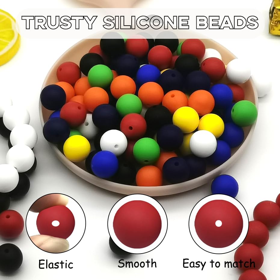 100 Pcs 15mm Red Silicone Beads Bulk - Loose Rubber Round Focal Beads for DIY Jewelry Making, Keychains, Pens, Necklaces, Bracelets & Lanyards - Perfect for Crafts, Gifts & Accessory Design