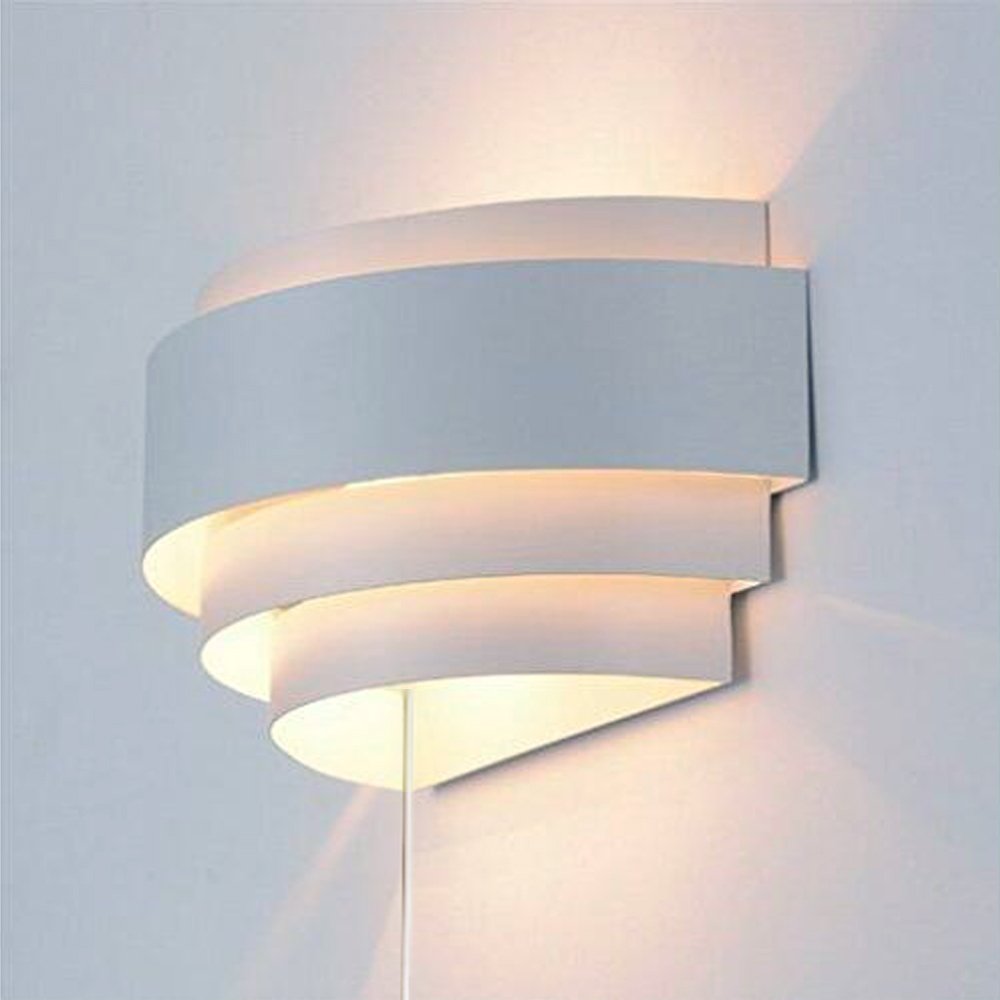 Modern LED Plug-in Wall Sconce Light with On/Off Switch - Up Down Lighting for Living Room, Hallway & Bedroom - Warm White (E26 Base, Bulb Not Included) | Perfect for Ambient Lighting & Home Decor