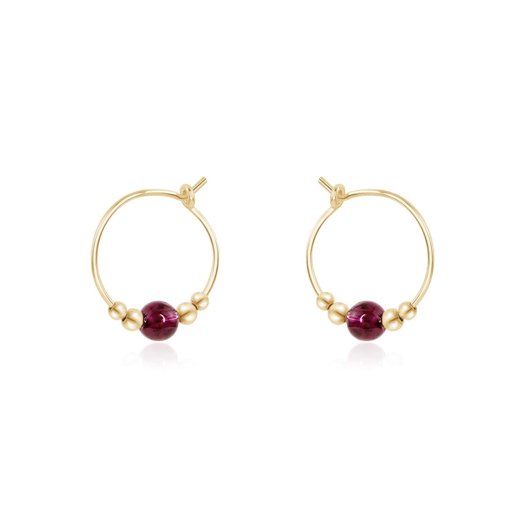 Tiny Garnet Bead Hoop Earrings - Dainty Gemstone Jewelry for Women | Perfect for Everyday Wear, Date Nights & Special Occasions