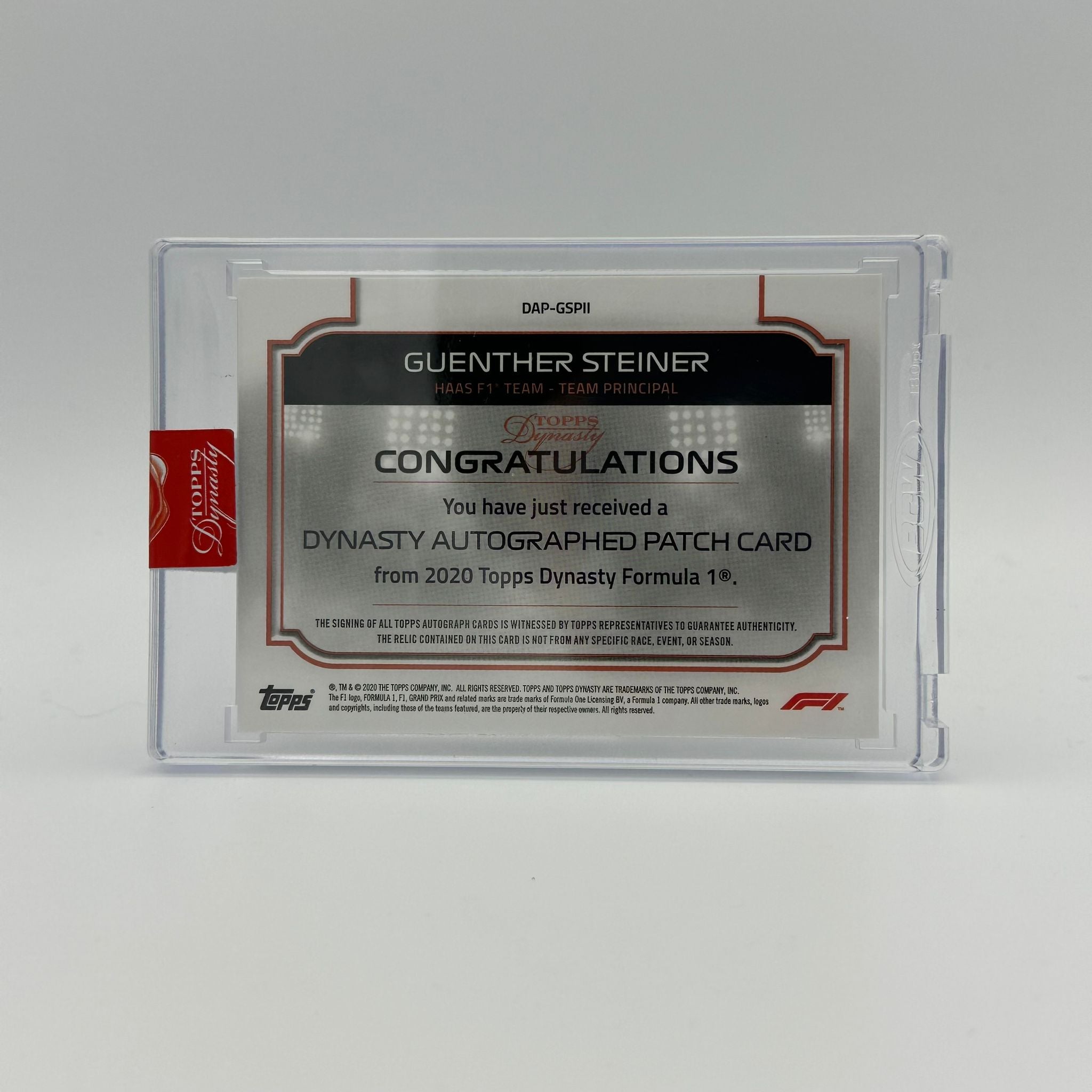 1/5 Guenther Steiner Haas F1 Team Dynasty Autograph Patch GSP II - Authentic Collectible for F1 Fans, Racing Memorabilia Enthusiasts & Sports Display Collections