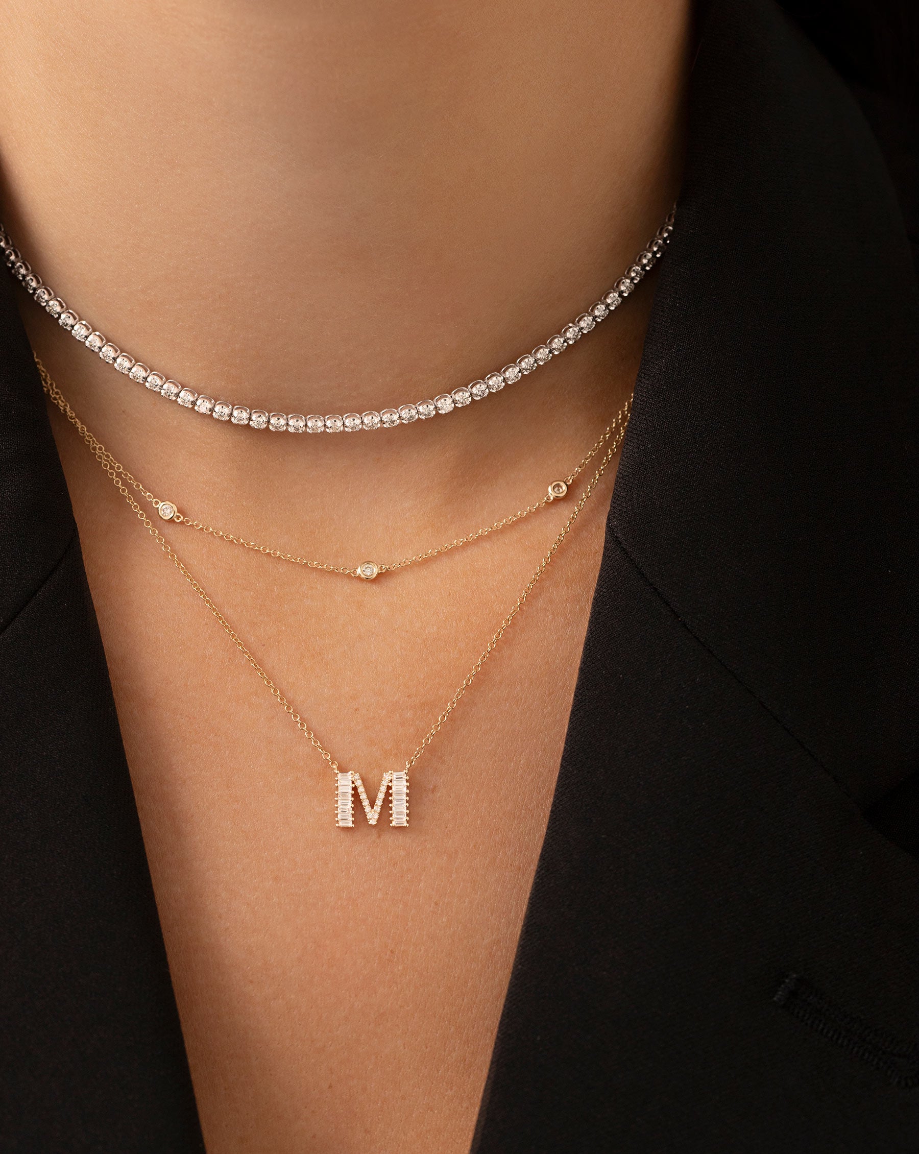 Diamond Bezel Station Necklace for Women - 14K Gold Plated Layering Necklace, Minimalist Dainty Jewelry Gift for Her - Perfect for Everyday Wear, Date Nights & Special Occasions
