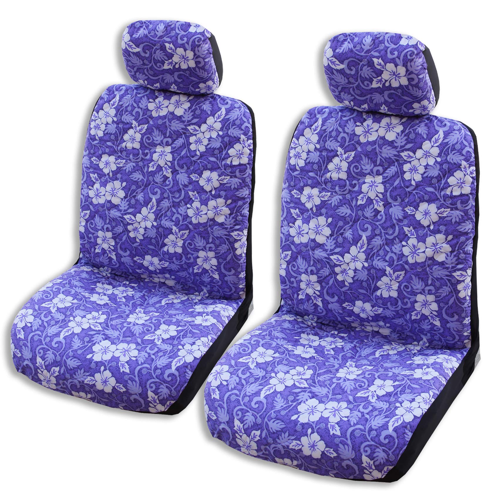 Premium 2-Piece Hawaiian Car Seat Covers with Matching Headrest Covers - Ulu Fruit Purple Design, Double Armrest Custom Fit for Cars, SUVs & Trucks | Perfect for Beach Trips, Summer Road Travel & Tropical Style Interior Upgrade
