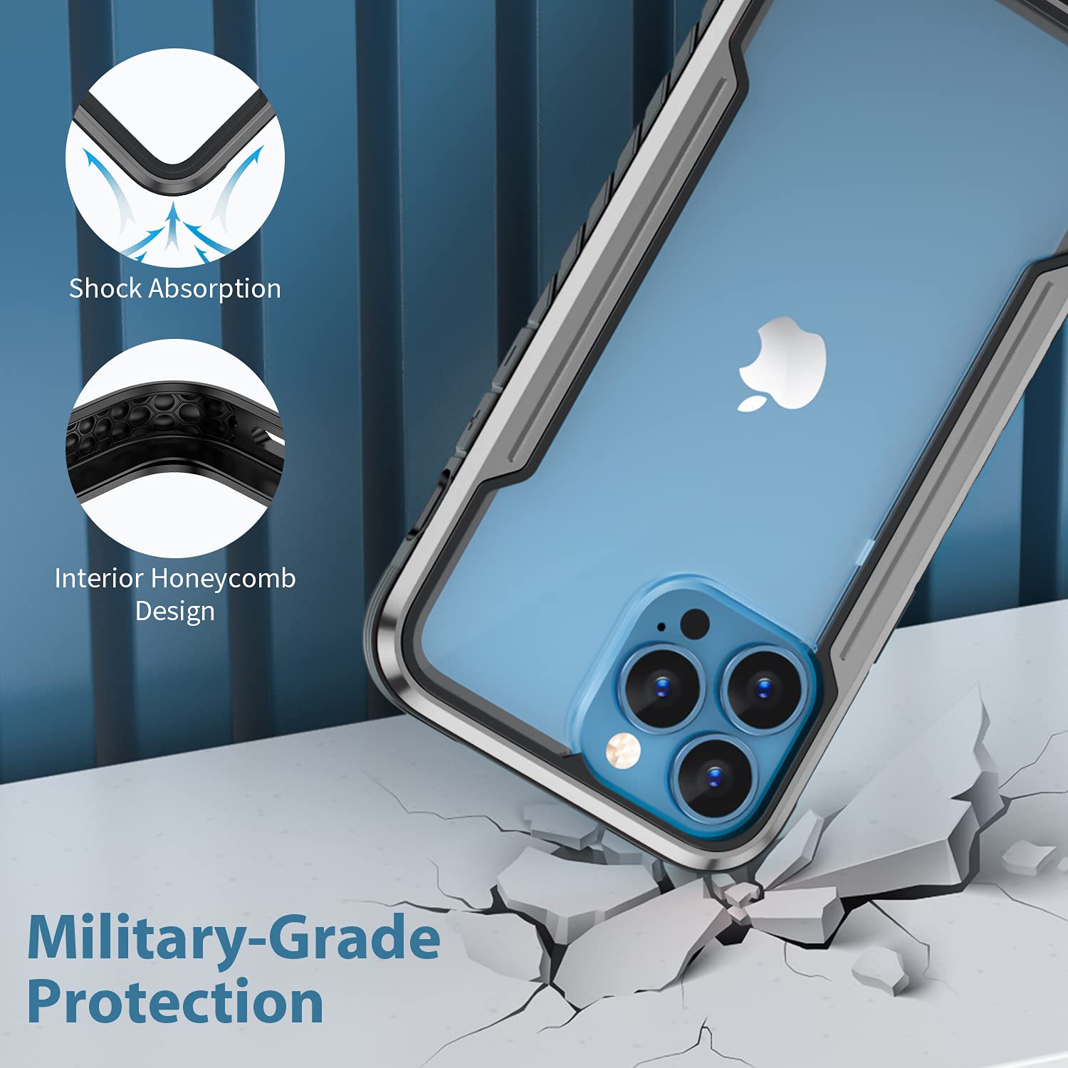Shockproof Heavy Duty Clear Phone Case with Metal Aluminum Frame for iPhone 13 Pro Max 6.7 Inch - Durable Protection for Outdoor, Work & Everyday Use