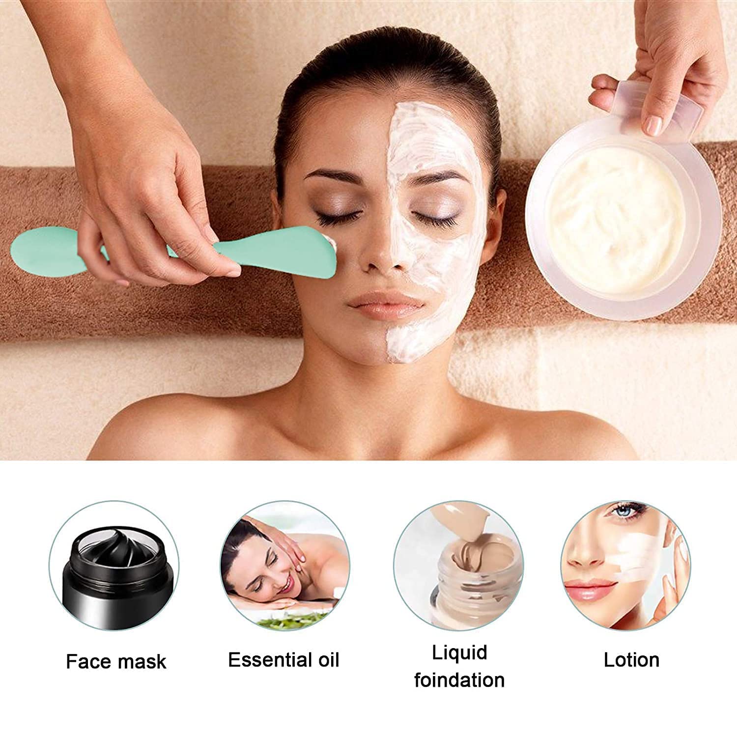 Premium Silicone Dual-Ended Face Mask Brush - Soft Facial Cleansing Scrubber & Lip Brush for Mud, Clay, Charcoal Masks | DIY Cream & Lotion Applicator Tool (Color May Vary) | Perfect for Spa Days & At-Home Skincare Routines