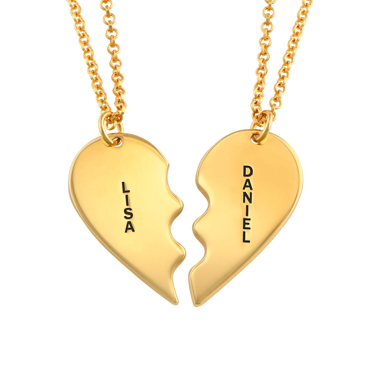 Custom Engraved Broken Heart Necklace - Personalized Couple Jewelry for Her, Him, Best Friends & Family - 925 Sterling Silver, 18K Gold & Rose Gold Plated - Romantic Gift for Valentine's Day, Anniversary, Christmas - Perfect for Date Nights, Proposals & Special Occasions